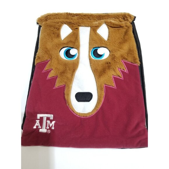 Handbags - Texas A&M Drawstring Backpack Bag College Licensed 18” X 14” Faux Fur Mascot